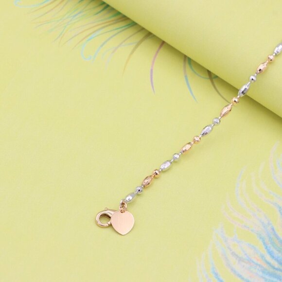 "Dual-Tone Beaded Rose Gold & Silver Bracelet with Adjustable Fit, XPBL0777 - Picture 6 of 12